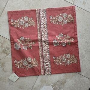 Pottery Barn Red and Cream Floral Pillow Cover 20 x 20 inches